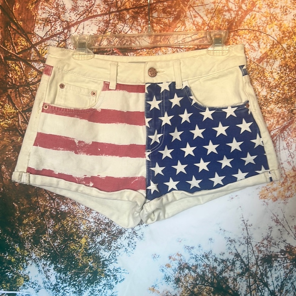 🇺🇸 Topshop Moto Shorts American Flag Stars Stripes